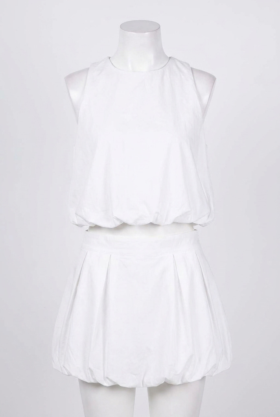 NEW GLAM amanda balloon top & skort set in white